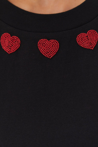 Black Beaded Hearts T-Shirt