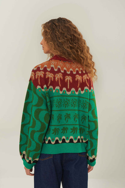 Green Christmas Toucans Knit Sweater