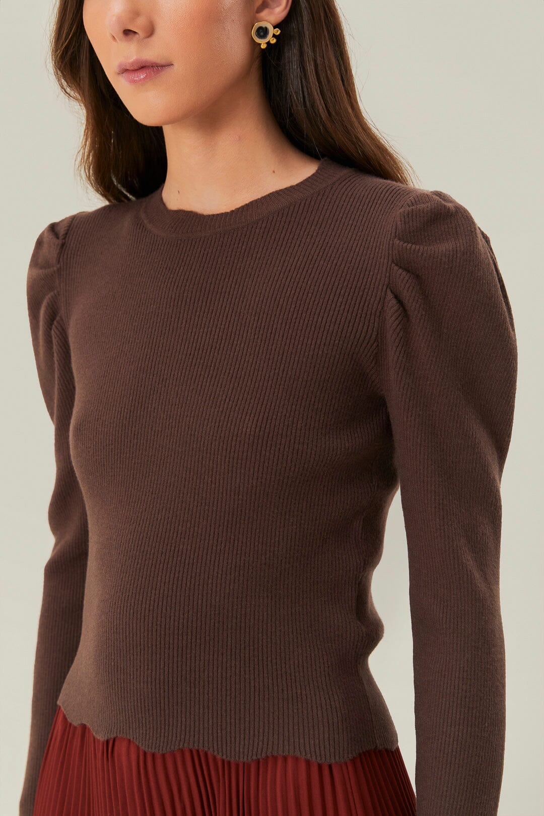 Brown Knit Blouse