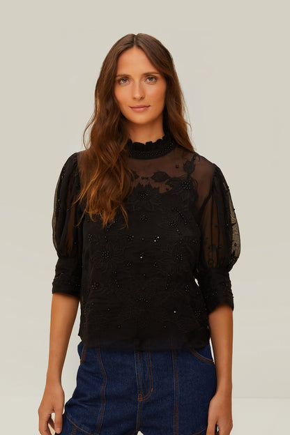 Black Short Sleeve Blouse