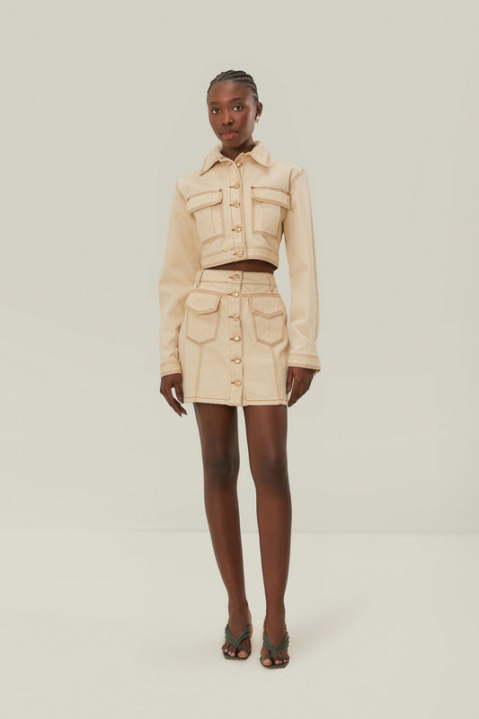 Off-White Gabardine Cropped Jacket