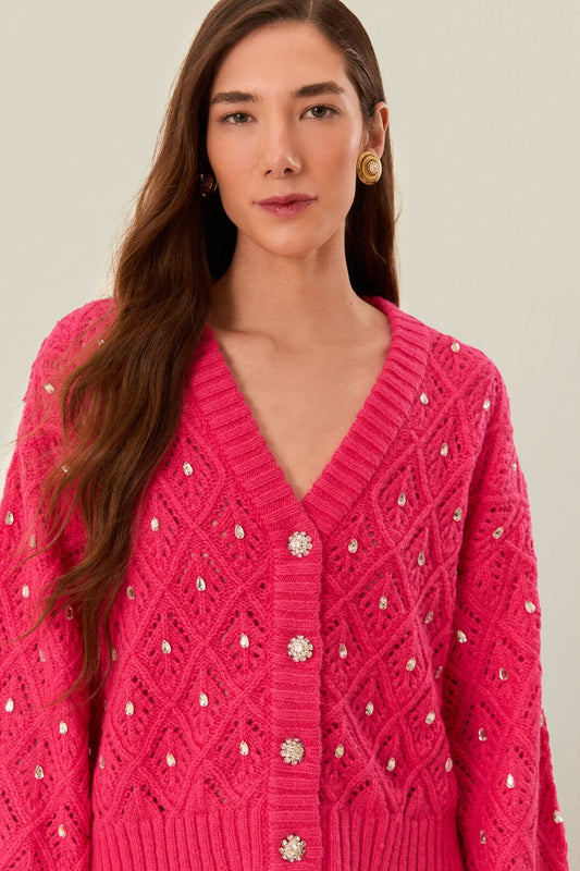 Pink Lace Knit Sweater