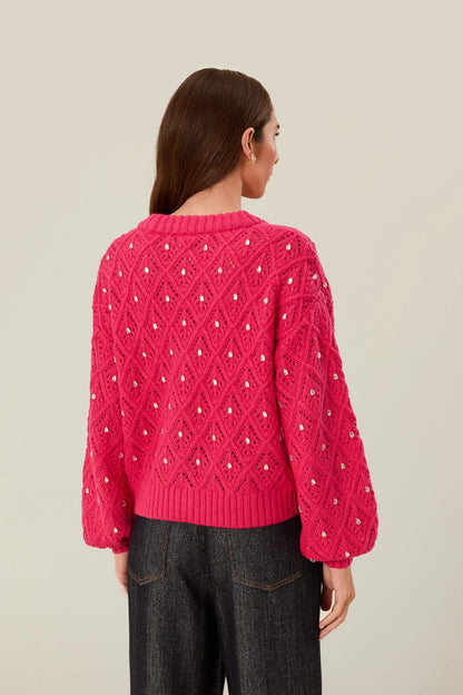 Pink Lace Knit Sweater