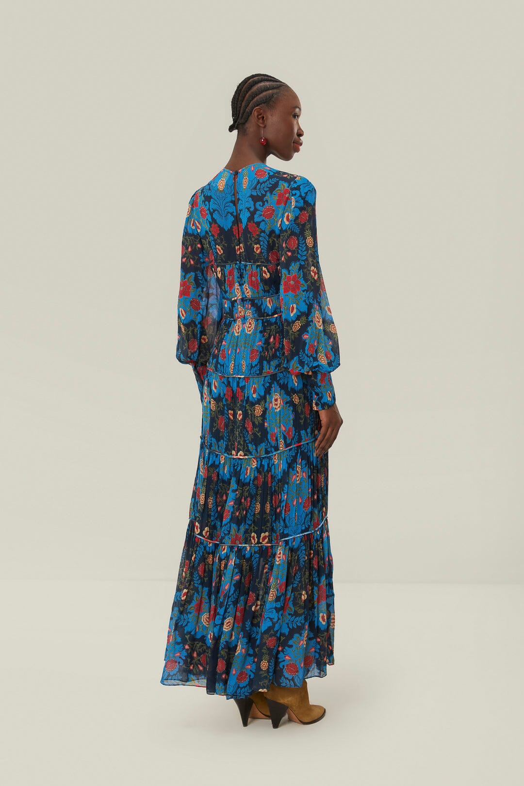 Blue Arabesque Floral Maxi Dress